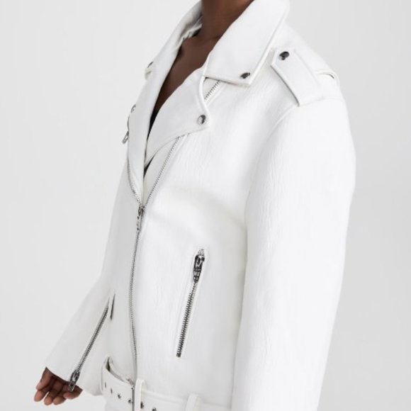 BLANKNYC Early Riser Moto Jacket Faux Leather Bright White Size XS - Picture 2 of 4